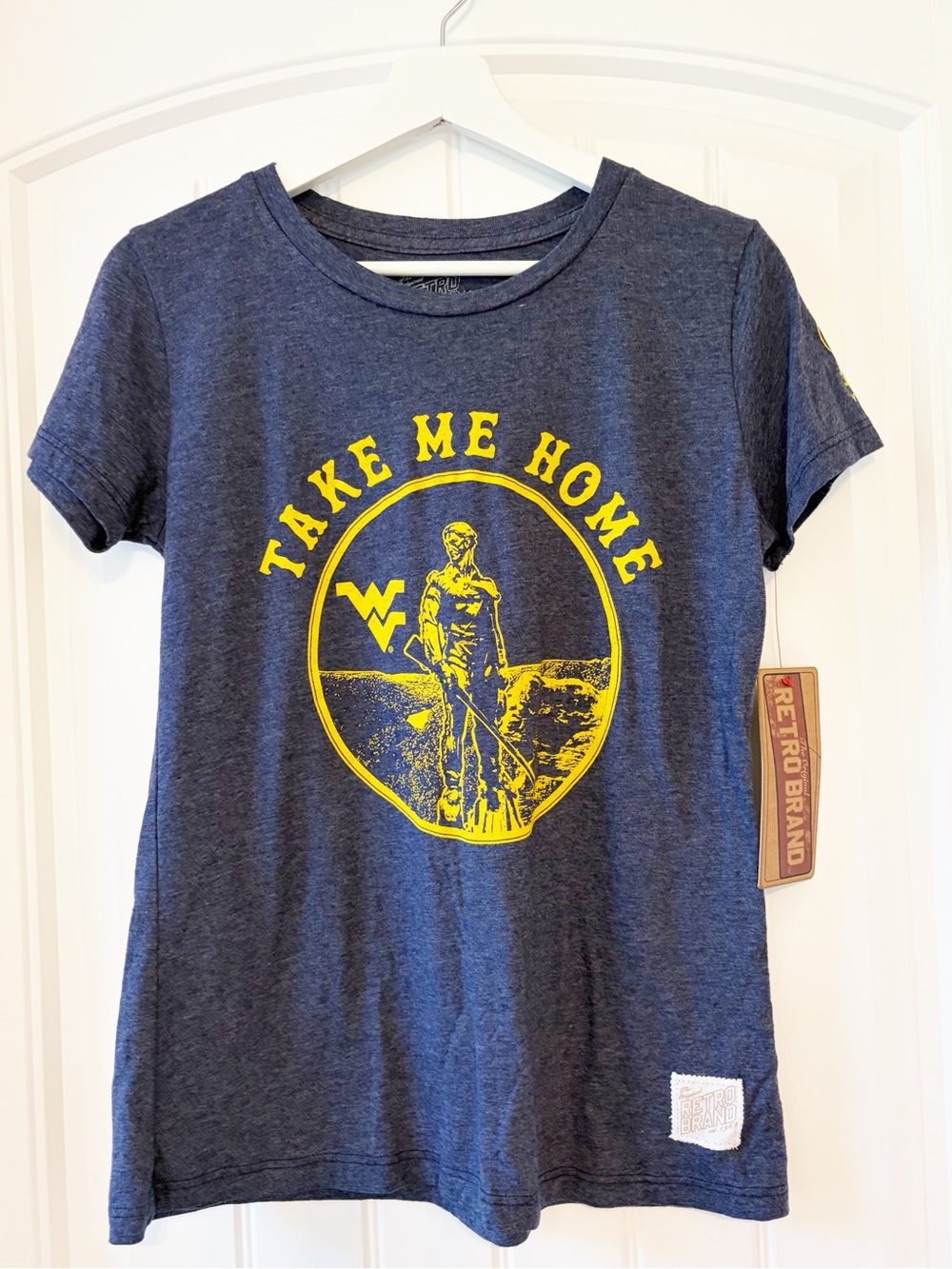 NWT I Retro Brand WVU Gameday Tee Shirt, Blue & Gold